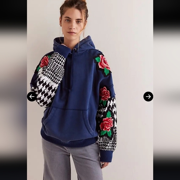 We The Free Tops - We The Free, Rose Funk Hoodie, Navy Combo, Size Small, MSRP$248